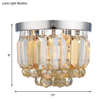 DecorBites™ Crystal Mini Flush 2-Light Ceiling Fixture - Simple Design for Corridors - Clear/Smoke Gray/Cognac