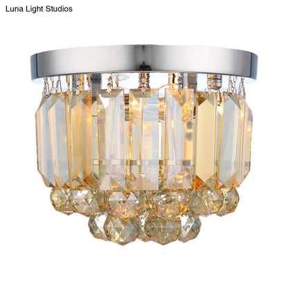 DecorBites™ Crystal Mini Flush 2-Light Ceiling Fixture - Simple Design for Corridors - Clear/Smoke Gray/Cognac