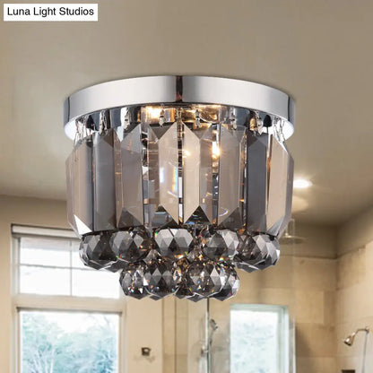 DecorBites™ Crystal Mini Flush 2-Light Ceiling Fixture - Simple Design for Corridors - Clear/Smoke Gray/Cognac