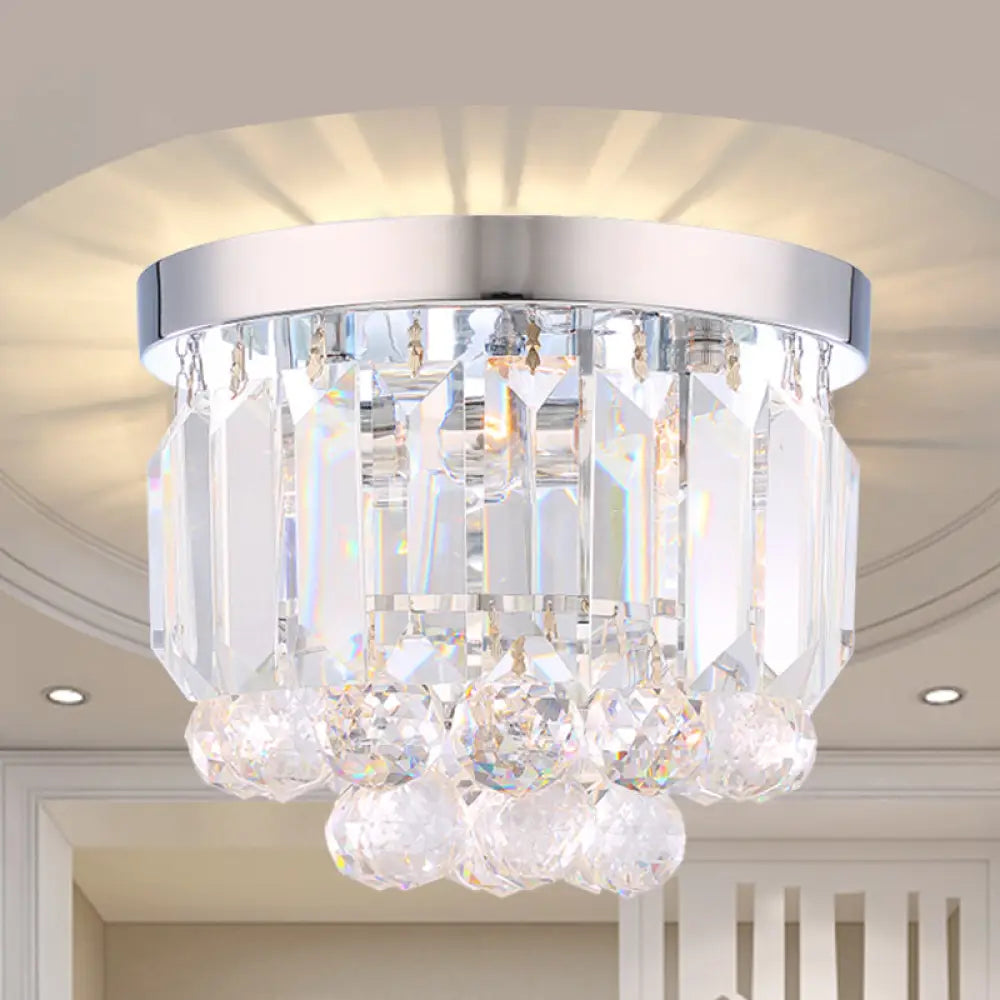DecorBites™ Crystal Mini Flush 2-Light Ceiling Fixture - Simple Design for Corridors - Clear/Smoke Gray/Cognac