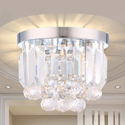 DecorBites™ Crystal Mini Flush 2-Light Ceiling Fixture - Simple Design for Corridors - Clear/Smoke Gray/Cognac
