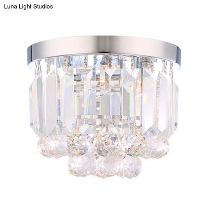 DecorBites™ Crystal Mini Flush 2-Light Ceiling Fixture - Simple Design for Corridors - Clear/Smoke Gray/Cognac