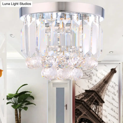 DecorBites™ Crystal Mini Flush 2-Light Ceiling Fixture - Simple Design for Corridors - Clear/Smoke Gray/Cognac