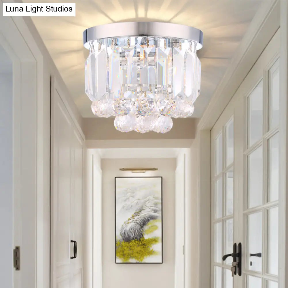 DecorBites™ Crystal Mini Flush 2-Light Ceiling Fixture - Simple Design for Corridors - Clear/Smoke Gray/Cognac