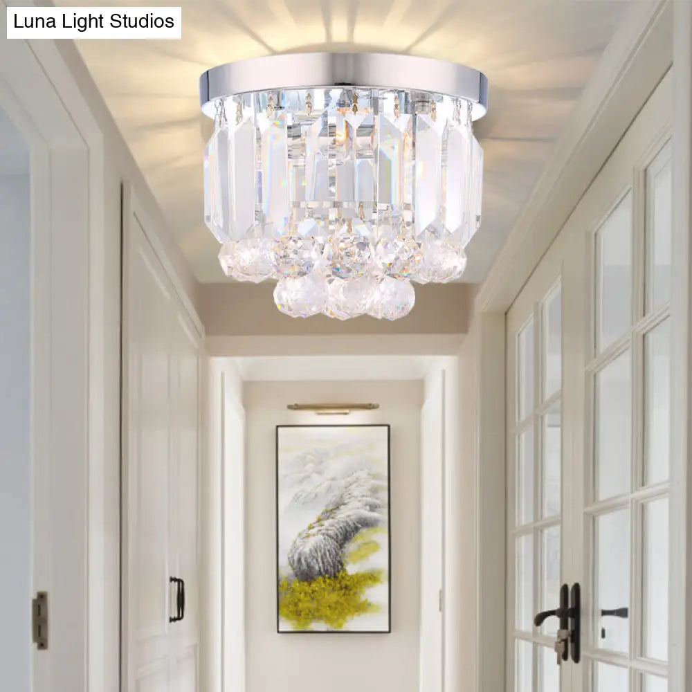 DecorBites™ Crystal Mini Flush 2-Light Ceiling Fixture - Simple Design for Corridors - Clear/Smoke Gray/Cognac