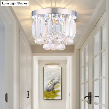 DecorBites™ Crystal Mini Flush 2-Light Ceiling Fixture - Simple Design for Corridors - Clear/Smoke Gray/Cognac
