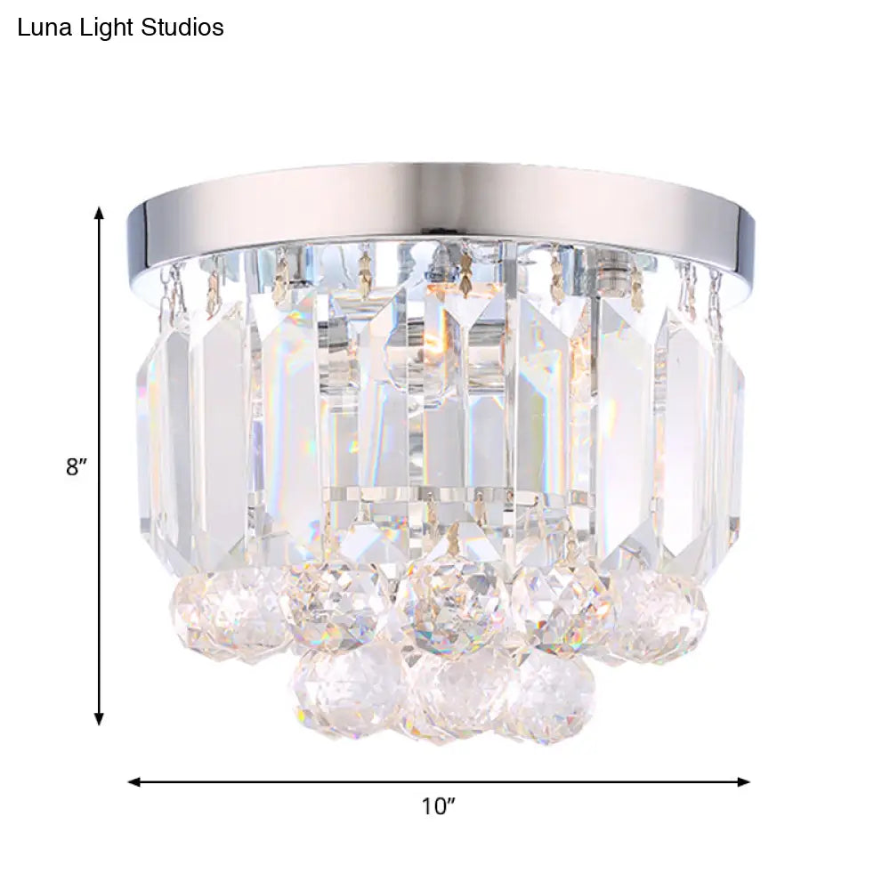 DecorBites™ Crystal Mini Flush 2-Light Ceiling Fixture - Simple Design for Corridors - Clear/Smoke Gray/Cognac