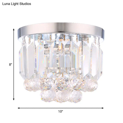 DecorBites™ Crystal Mini Flush 2-Light Ceiling Fixture - Simple Design for Corridors - Clear/Smoke Gray/Cognac