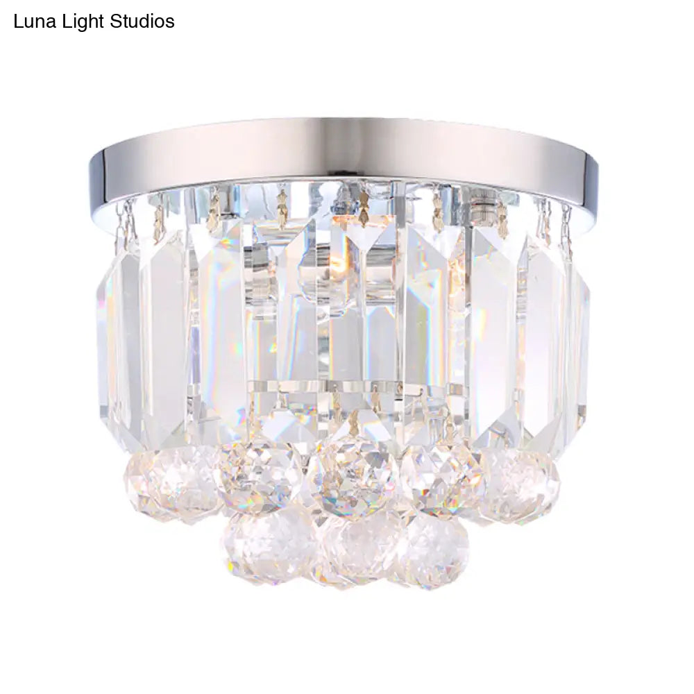 DecorBites™ Crystal Mini Flush 2-Light Ceiling Fixture - Simple Design for Corridors - Clear/Smoke Gray/Cognac