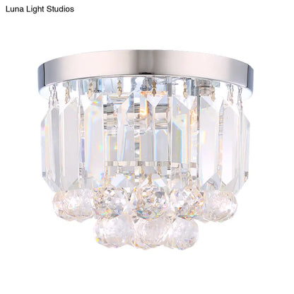 DecorBites™ Crystal Mini Flush 2-Light Ceiling Fixture - Simple Design for Corridors - Clear/Smoke Gray/Cognac