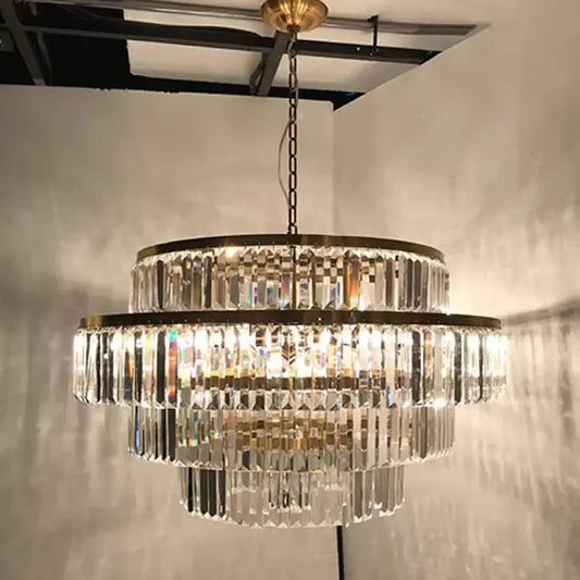 DecorBites™ Crystal Multi- Tiered Chandelier 15-Bulb Dining Room Ceiling Hang Light in Gold