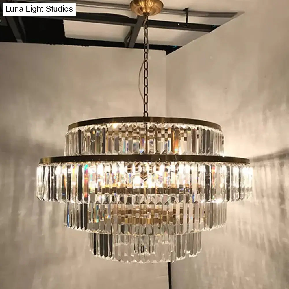 DecorBites™ Crystal Multi- Tiered Chandelier 15-Bulb Dining Room Ceiling Hang Light in Gold