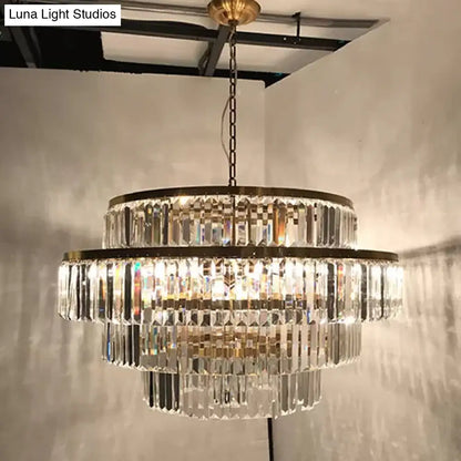 DecorBites™ Crystal Multi- Tiered Chandelier 15-Bulb Dining Room Ceiling Hang Light in Gold