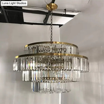 DecorBites™ Crystal Multi- Tiered Chandelier 15-Bulb Dining Room Ceiling Hang Light in Gold