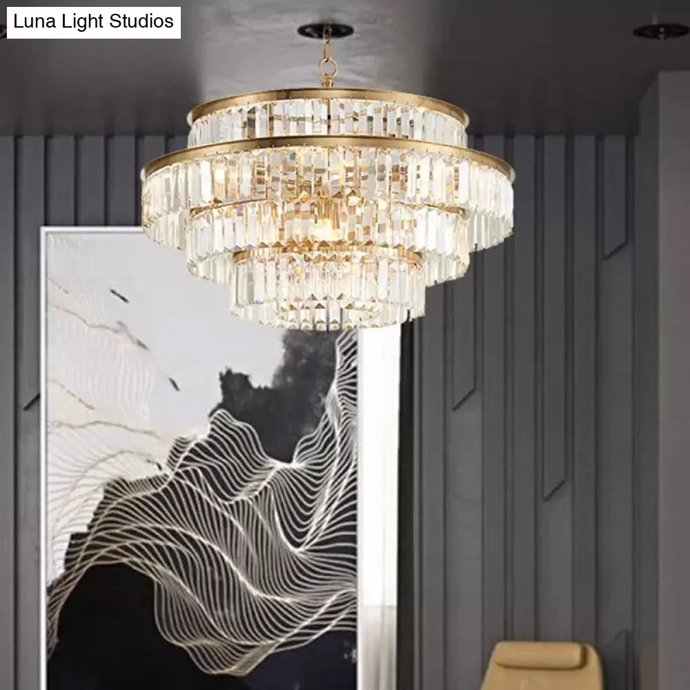 DecorBites™ Crystal Multi- Tiered Chandelier 15-Bulb Dining Room Ceiling Hang Light in Gold
