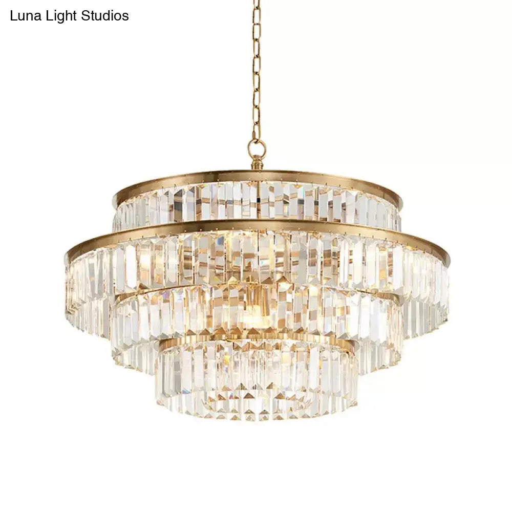 DecorBites™ Crystal Multi- Tiered Chandelier 15-Bulb Dining Room Ceiling Hang Light in Gold