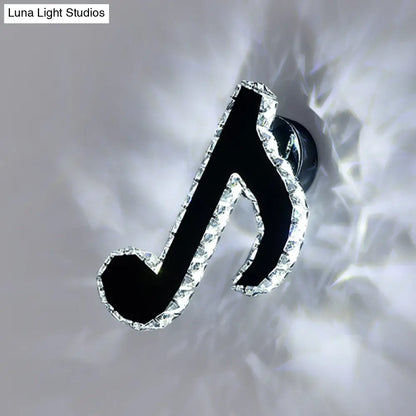 Aplique de pared DecorBites™ con forma de nota musical de cristal - Lámpara LED moderna para pasillo en color negro
