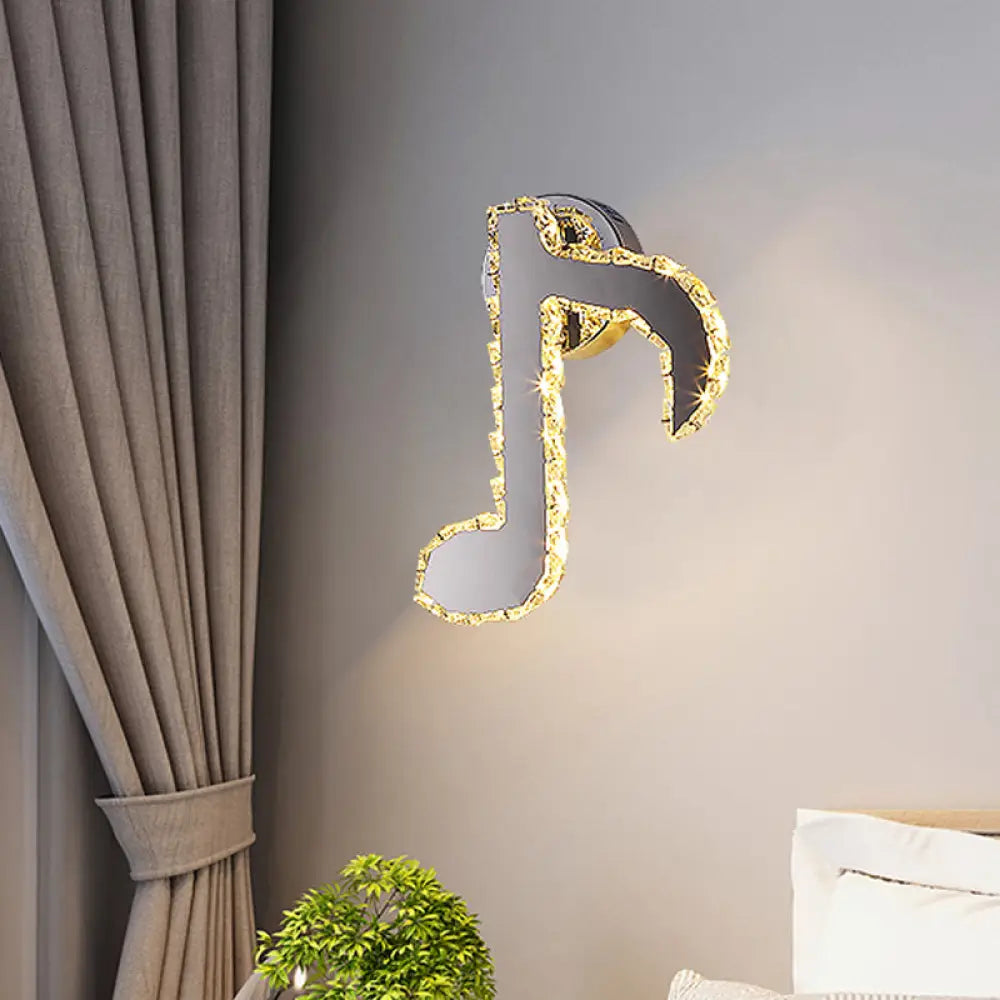 Aplique de pared DecorBites™ con forma de nota musical de cristal - Lámpara LED moderna para pasillo en color negro