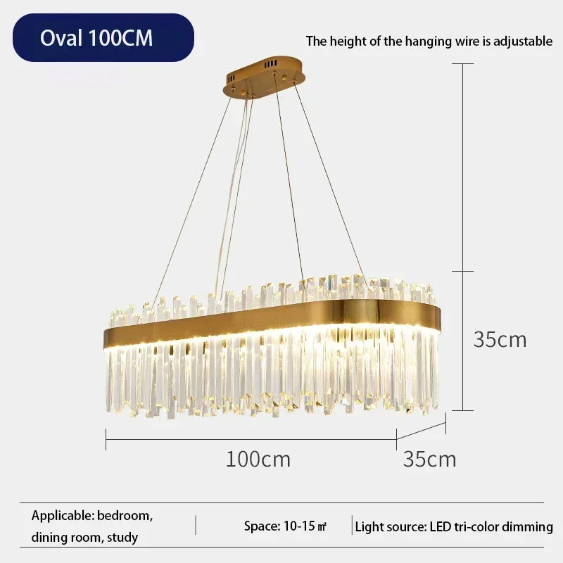 Crystal Pendant Chandelier for Home Decor - Gold Long L100cm / Dimmable no RC - Chandelier