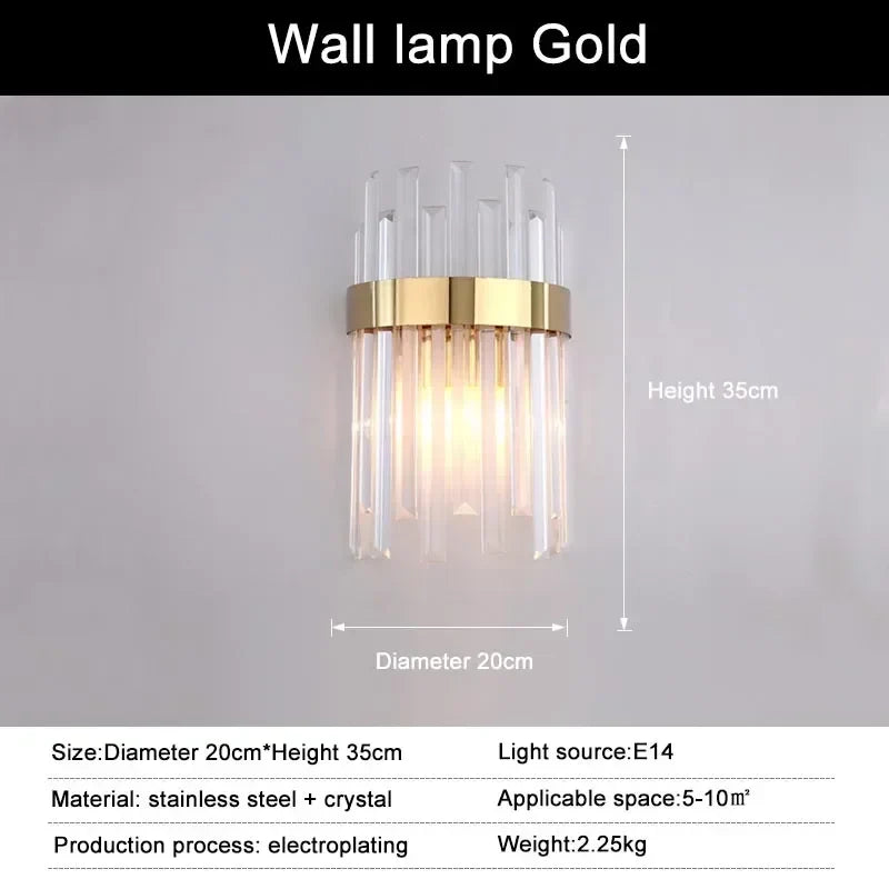 Crystal Pendant Chandelier for Home Decor - Gold Wall lamp / Dimmable no RC - Chandelier