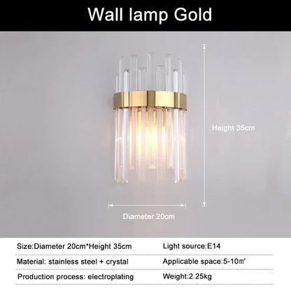 Crystal Pendant Chandelier for Home Decor - Gold Wall lamp / Dimmable no RC - Chandelier