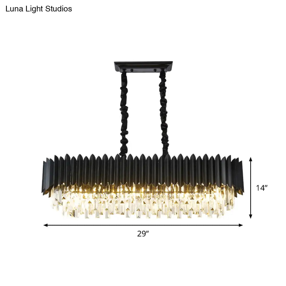 DecorBites™ Crystal Prism Island Lamp with 6 Bulbs, Black Rectangle Pendant - Contemporary Design