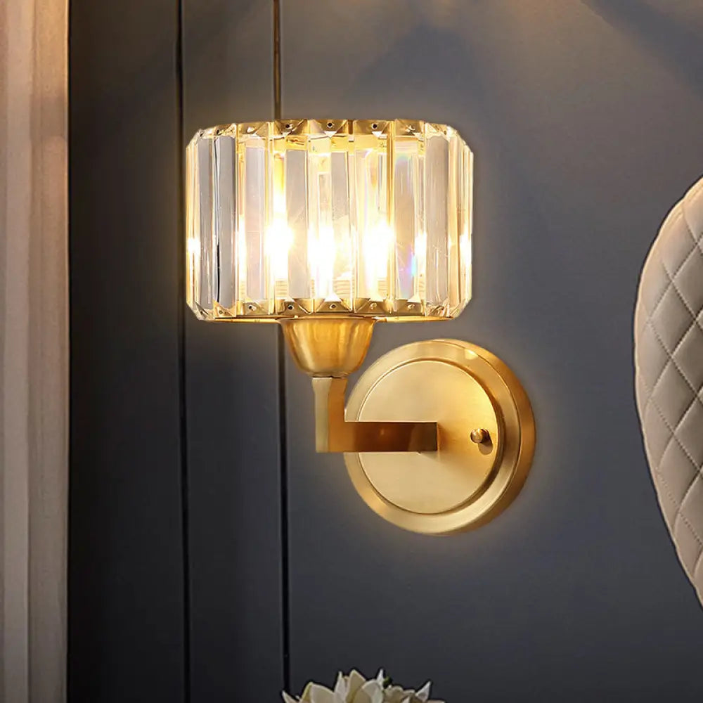 DecorBites™ Crystal Prism Wall Lamp: Postmodern Brass Bedside Sconce