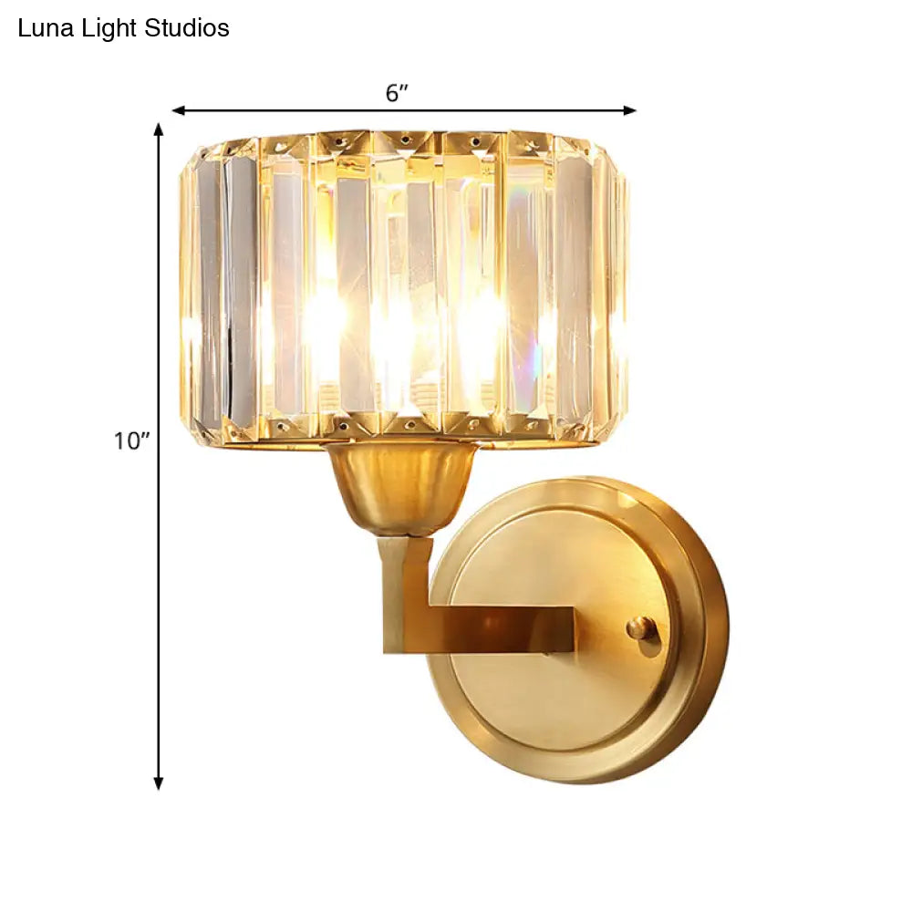 DecorBites™ Crystal Prism Wall Lamp: Postmodern Brass Bedside Sconce
