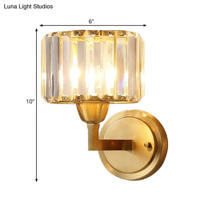 DecorBites™ Crystal Prism Wall Lamp: Postmodern Brass Bedside Sconce