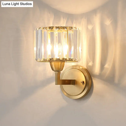 DecorBites™ Crystal Prism Wall Lamp: Postmodern Brass Bedside Sconce