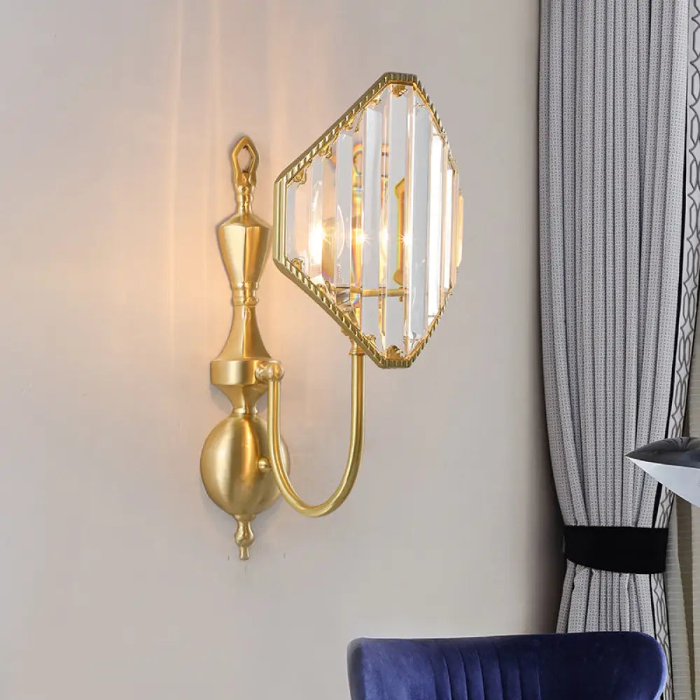 DecorBites™ Crystal Prism Wall Mount with Gold Rhombus Shade - Modern Wall Lighting