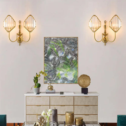DecorBites™ Crystal Prism Wall Mount with Gold Rhombus Shade - Modern Wall Lighting