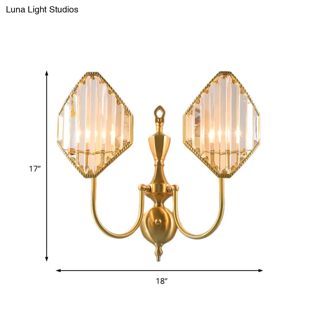 DecorBites™ Crystal Prism Wall Mount with Gold Rhombus Shade - Modern Wall Lighting