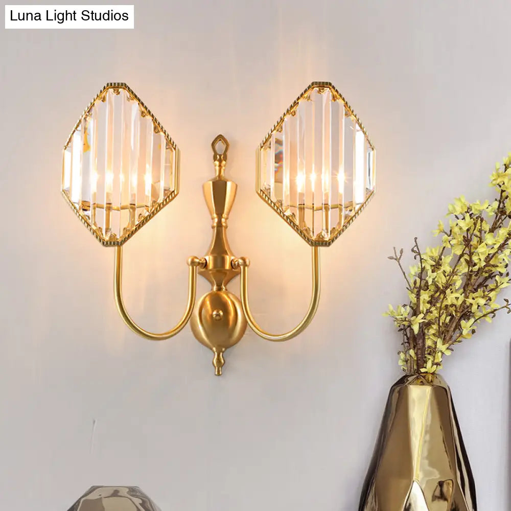 DecorBites™ Crystal Prism Wall Mount with Gold Rhombus Shade - Modern Wall Lighting