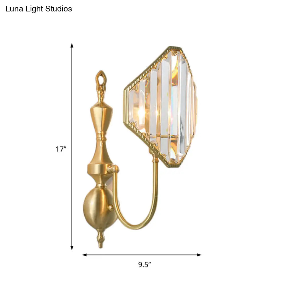 DecorBites™ Crystal Prism Wall Mount with Gold Rhombus Shade - Modern Wall Lighting