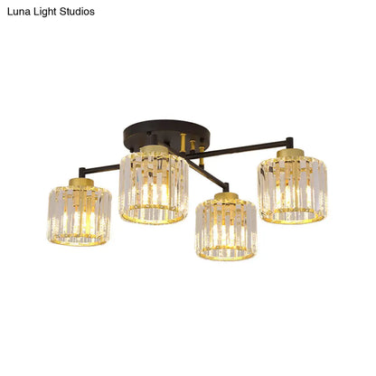 ديكوربايتس™ مصباح غرفة نوم مستطيل الشكل شبه مدمج من ديكوربايتس™ - تصميم بسيط باللونين الأسود والذهبي مع تصميم أسطواني 4/6 مصابيح