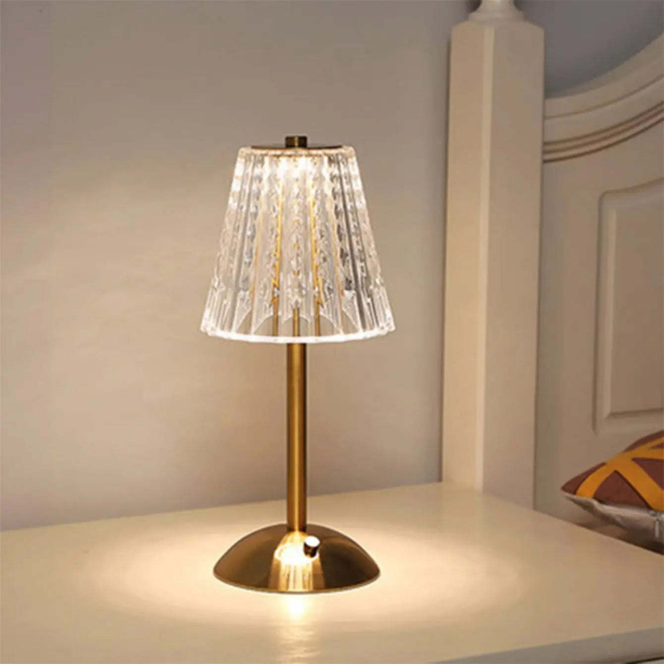 Crystal retro table lamp bedroom bedside lamp luxurious atmosphere lamp rechargeable dimming LED light