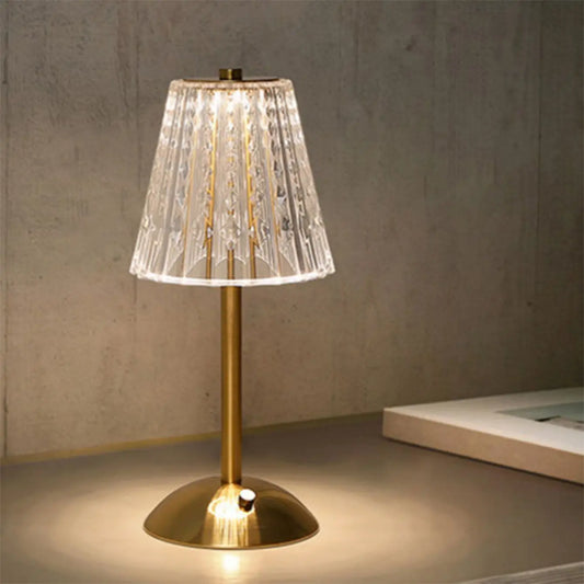 Crystal retro table lamp bedroom bedside lamp luxurious atmosphere lamp rechargeable dimming LED light