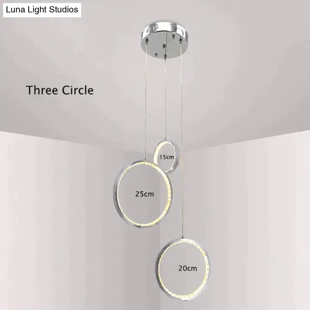 Lámpara colgante LED DecorBites™ Crystal Rings para interiores. Lámpara de techo de superficie para dormitorio y comedor.
