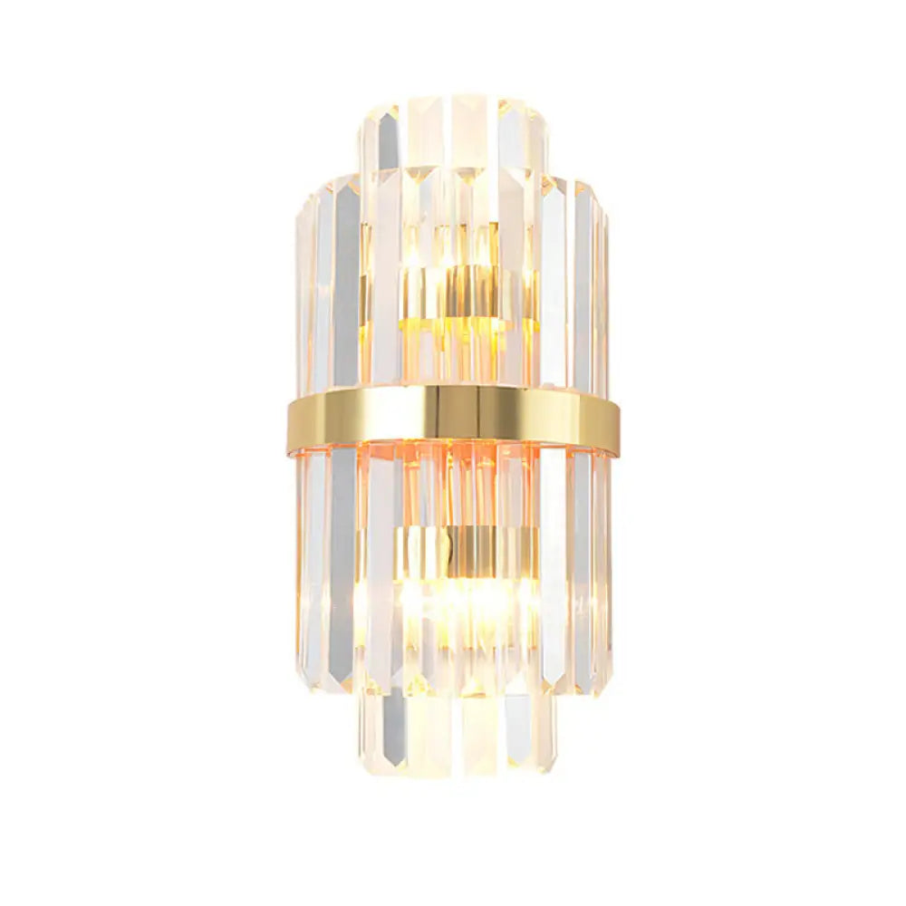 DecorBites™ Crystal Rod Wall Sconce in Gold - Elegant Dual Bulb Lighting for Living Room Walls