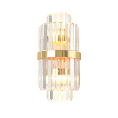 DecorBites™ Crystal Rod Wall Sconce in Gold - Elegant Dual Bulb Lighting for Living Room Walls