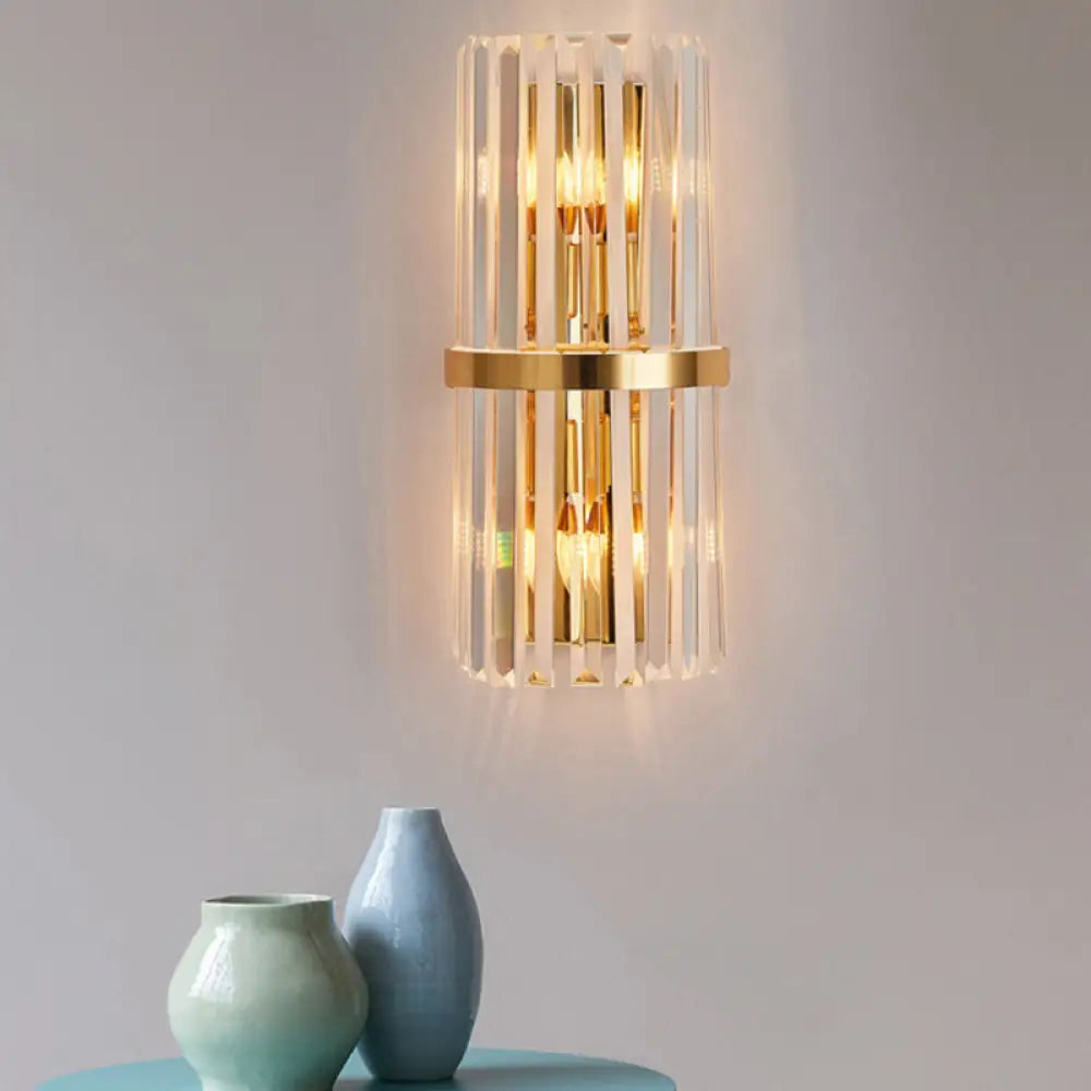 DecorBites™ Crystal Rod Wall Sconce in Gold - Elegant Dual Bulb Lighting for Living Room Walls