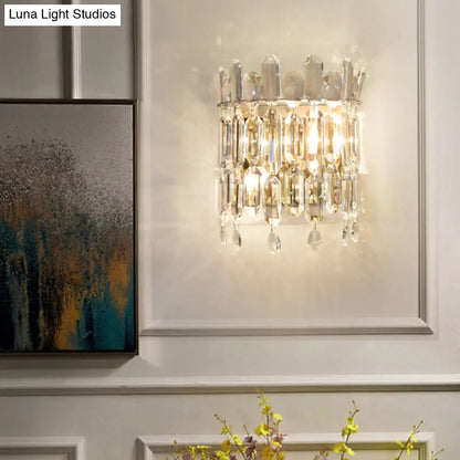 ديكوربايتس™ ديكوربايتس™ شمعدان حائطي من الكريستال بتصميم تاج بسيط - وحدة إضاءة غرفة نوم بمصباحين