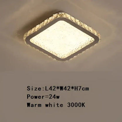 Square-shaped ceiling lamp with sparkling crystal border and warm white light for decorbites crystal round ceiling use