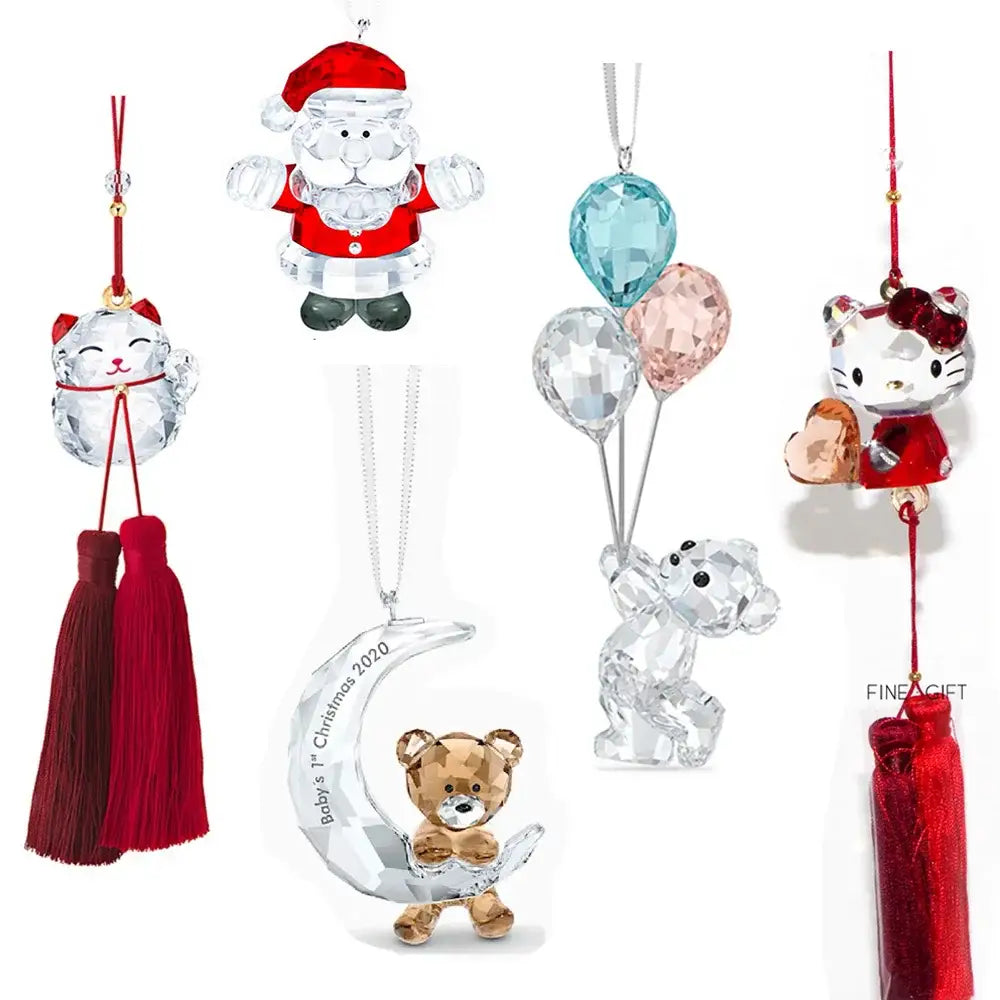 Clear crystal santa claus hanging ornament with red hat and coat black boots for home decor and decorbites crystal animal collection
