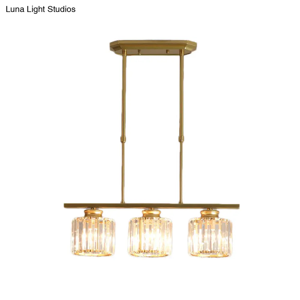 DecorBites™ Crystal Shaded Ceiling Pendant Light for Modern Dining Room in Brass