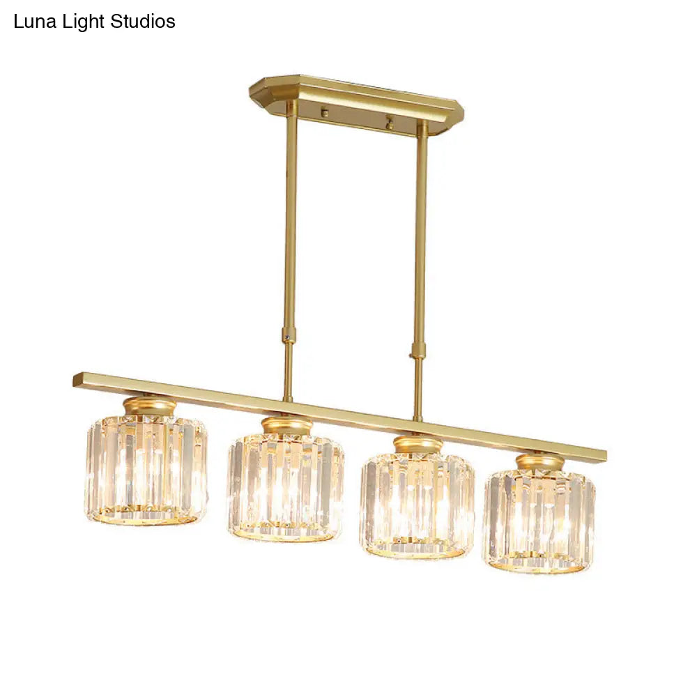 DecorBites™ Crystal Shaded Ceiling Pendant Light for Modern Dining Room in Brass