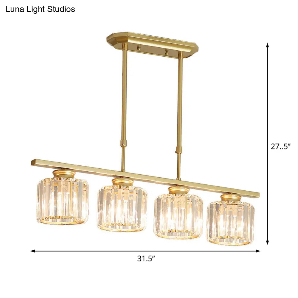 DecorBites™ Crystal Shaded Ceiling Pendant Light for Modern Dining Room in Brass