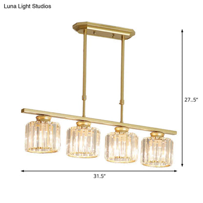 DecorBites™ Crystal Shaded Ceiling Pendant Light for Modern Dining Room in Brass