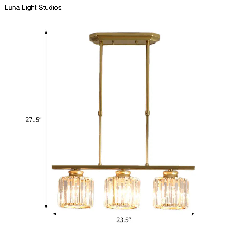 DecorBites™ Crystal Shaded Ceiling Pendant Light for Modern Dining Room in Brass